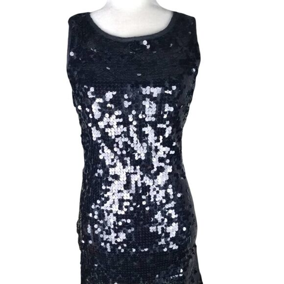 Black Sequined Bodycon Special Occasion Formal Evening Cocktail Mini Dress - Picture 3 of 9